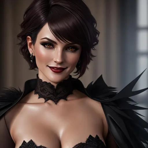 Prompt: High-resolution hyper realistic painting of {vampire, ebony, highly detailed, short hair}, vampire from Ireland, full body shot, uhd, hdr, 64k, epic scene, sharp edges, "Vampire the Masquerade", wearing a vicuna suit, expressive amused lips. Little smile. Clean. Intricate details.