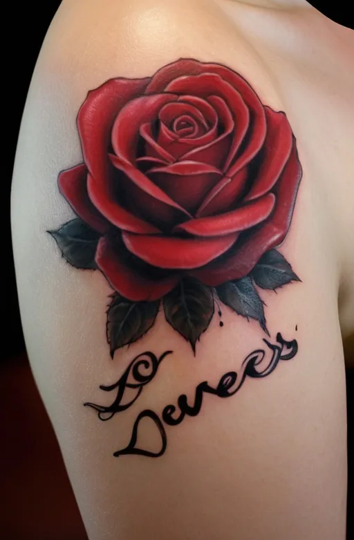 10. Red Rose with Script or Quote