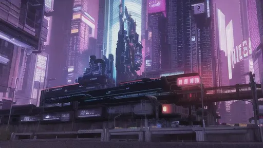Horizontal view, cyberpunk, animation concept art, studio ghibli style,  clear reflection, full page scan of 3000s detailed concept art, cyberpunk,  mathematics and geometry, architecture, sewage system, urban section, floor  plan, architectural section