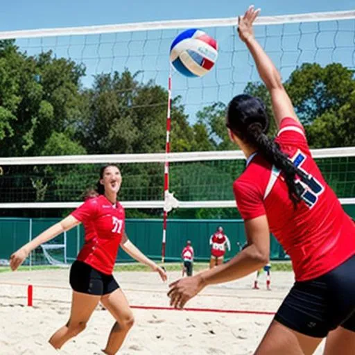 Prompt: cats playing volleyball