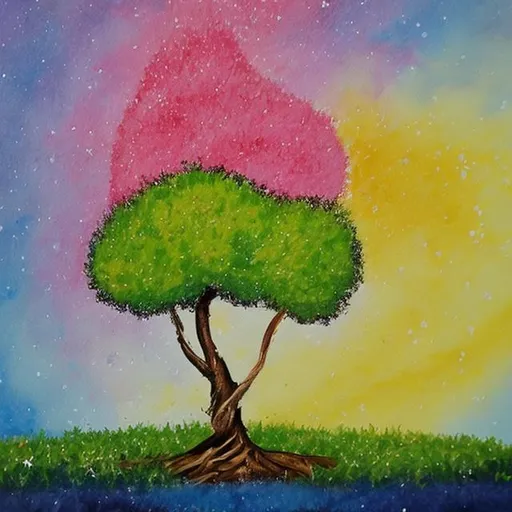 Prompt: painting of a happy little tree