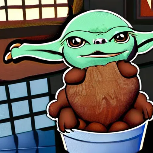 Prompt: yoda sitting on chicken