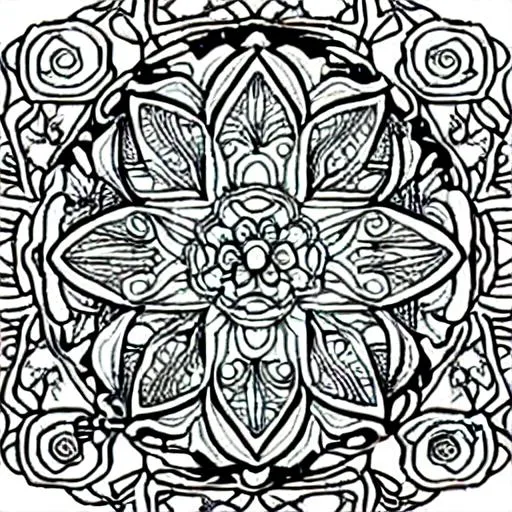 Prompt: Coloring book page, 