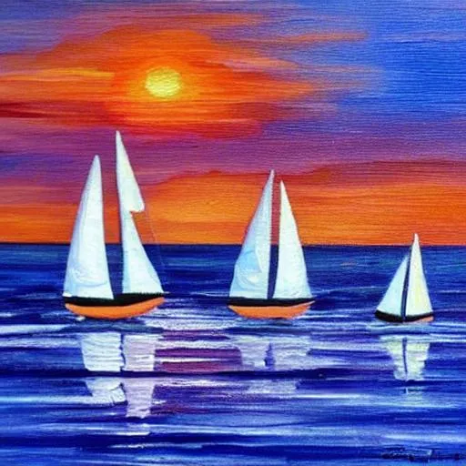 Sailboats Sea Coast Sunset Oil Painting OpenArt   Image VGQd2w7Q 1680075130921 512.webp