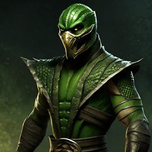 Prompt: a human version of reptile from mortal kombat 
