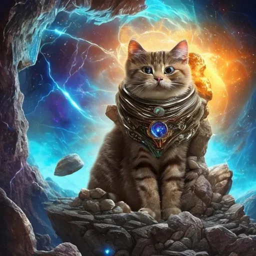 Prompt: Long ago, in a distant age, an ancient civilization of cats had discovered a powerful artifact known as The WhisperStone. This mystical gem possessed the ability to bend the fabric of space and time, allowing its wielder to traverse the vast reaches of history and fiction. Its whereabouts had been lost to time, but a series of celestial alignments had recently revealed its location in Whisperwood.