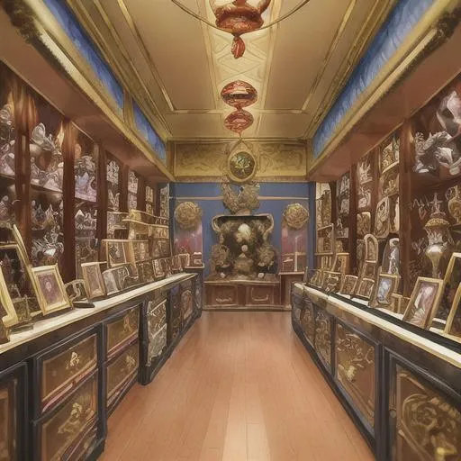 Prompt: Explore a world of fantastical curiosities in a shop like no other. From anime figurines to Baroque paintings, ancient Chinese temples to cyber cities, the Curio Cabinet holds treasures beyond your wildest imagination.