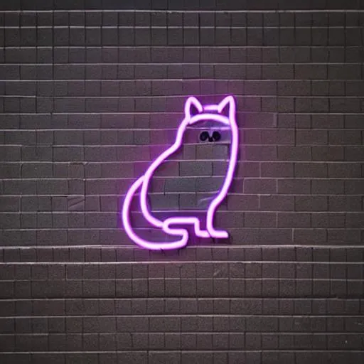 Prompt: Neon Cat Sign on wall