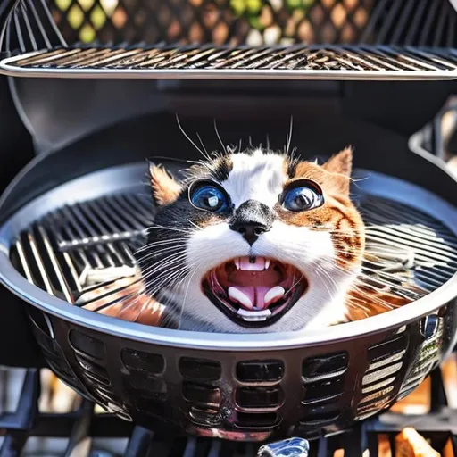 Prompt: Grill cat goofy