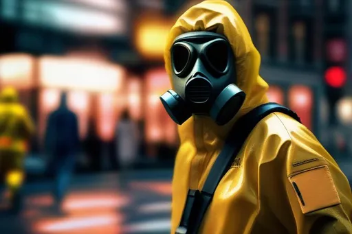 Prompt: Severel hazmat suits walking in New York, Riots in streets, apocalypse zombie,  Hyperrealistic, sharp focus, Professional, UHD, HDR, 8K, Render, electronic, dramatic, vivid, pressure, stress, nervous vibe, loud, tension, traumatic, dark, cataclysmic, violent, fighting, Epic