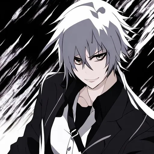 Prompt:  Evil male character of Anime with black in background