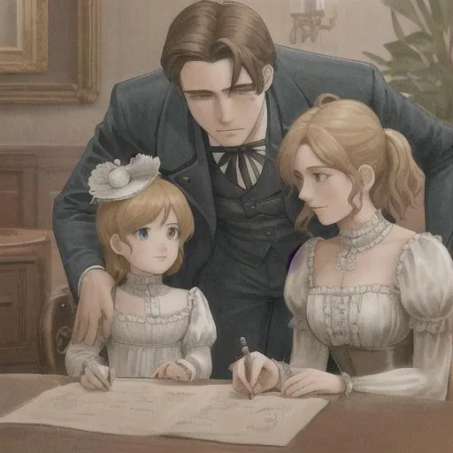 Prompt: create the 19e century as a family