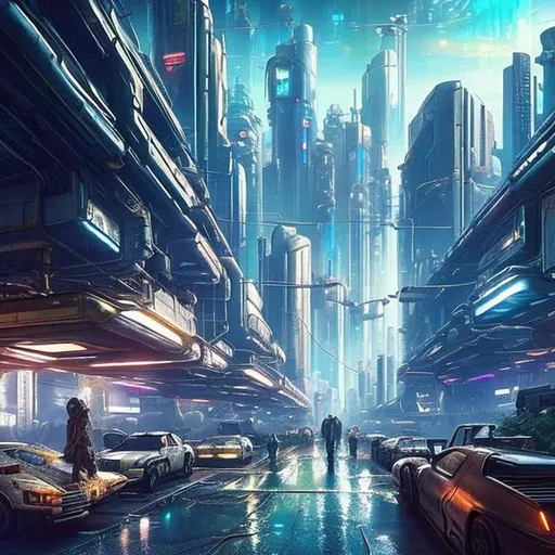 Prompt: A solarpunk city contrasted with cyberpunk city,high image,5k,realistic,hyperdetailed.