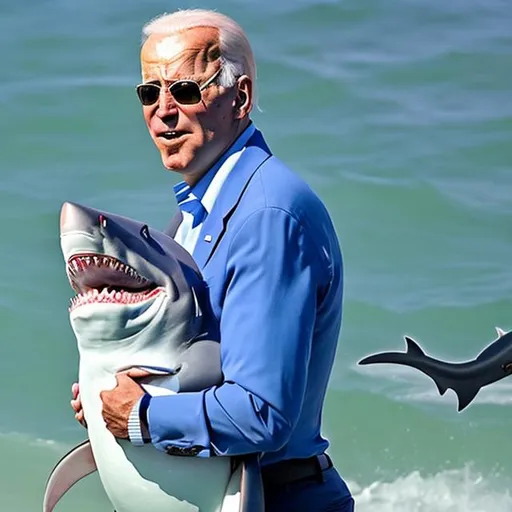 Joe Biden with his pet shark | OpenArt
