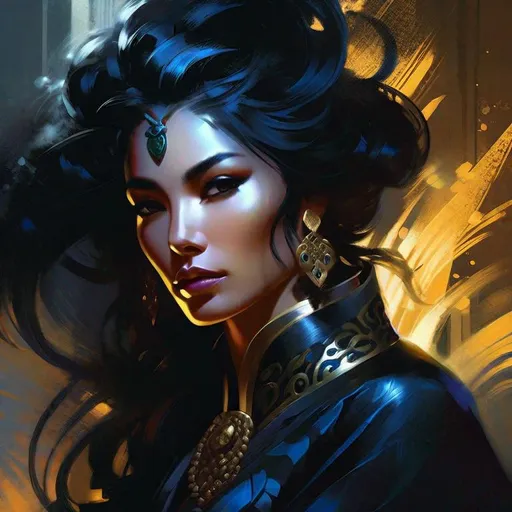 Prompt: lady black leopard. intricate details. art by artgerm,  Charlie bowater, huang guangjian,  pino Daeni. beautifully lit, best quality. art by water wash painting, color smoke brushes, steading, 