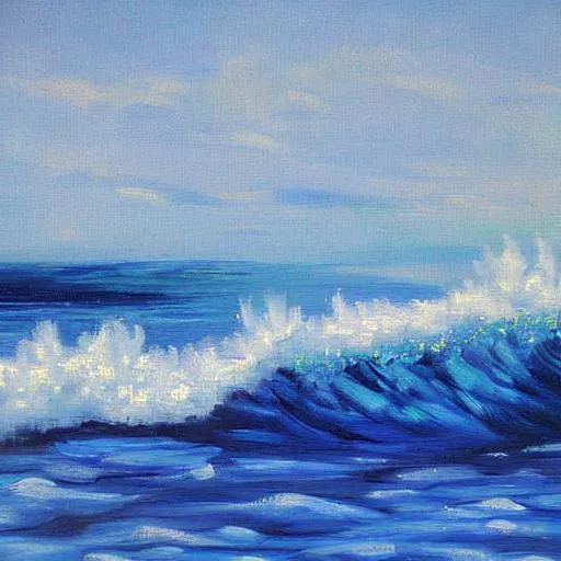 Prompt: Deeply Blue, Oceanside Painting, Grand