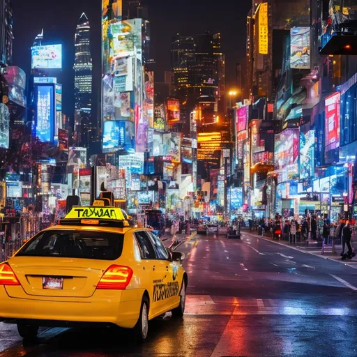 Prompt: one taxi (side view) running in the city , bright street night view,
Necromancer, High-res, High-quality, Masterpiece, Good lighting,high quality, 8k, film grain, professional, shot by canon eos r5,