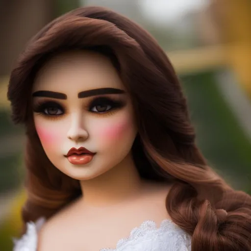 Prompt: A Mexican woman as a porcelain doll