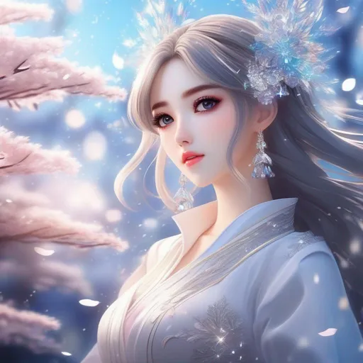 Prompt: 3d anime woman and beautiful pretty art 4k full HD white glitter