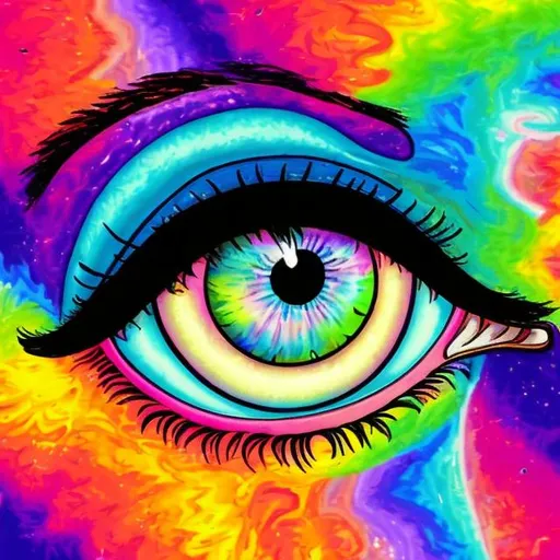 Prompt: Eye crying in the style of Lisa frank