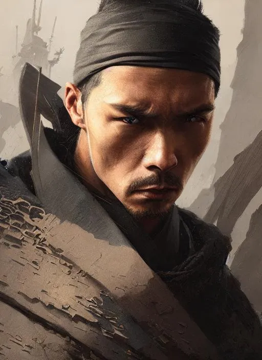 Prompt: Portrait of a ninja , face, city, perfect composition, hyperrealistic, super detailed, 8k, high quality, trending art, trending on artstation, sharp focus, studio photo, intricate details, highly detailed, by greg rutkowski