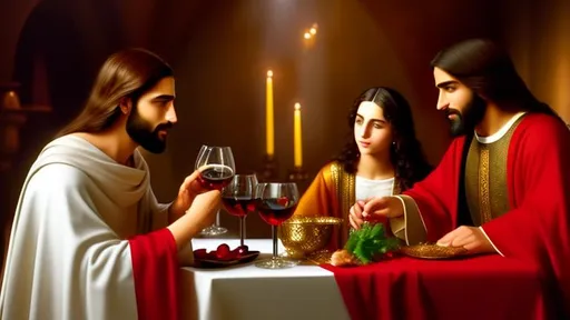 Prompt: Young Jesus Christ are tasting the wine and Mohammad the messanger of god is not happy about wine . 8k . HD