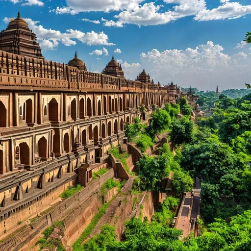 Prompt: Madurai City walls are high and the gateways are lofty and strong during 3rd century CE