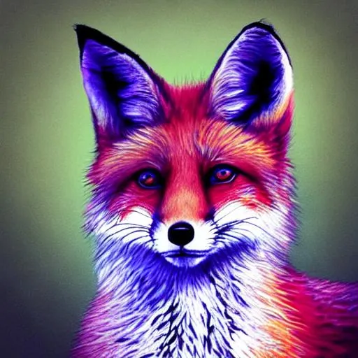 Prompt: Hyper realistic anime portrait of a red fox with a purple background