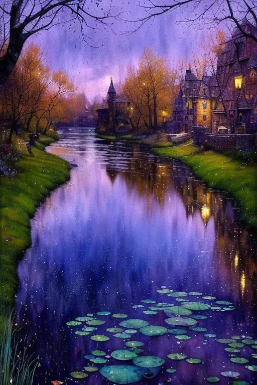 Watercolor, wet on wet , steampunk, sunrise, petals... OpenArt