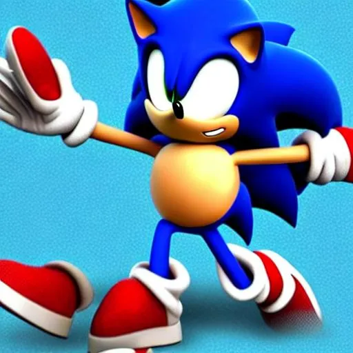 sonic with legs arms hands belly back spine and tail