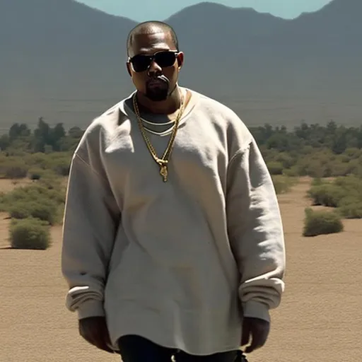 Prompt: kayne west going east