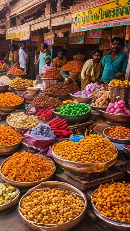 Prompt: Pandyan Kingdom market scenes Madurai