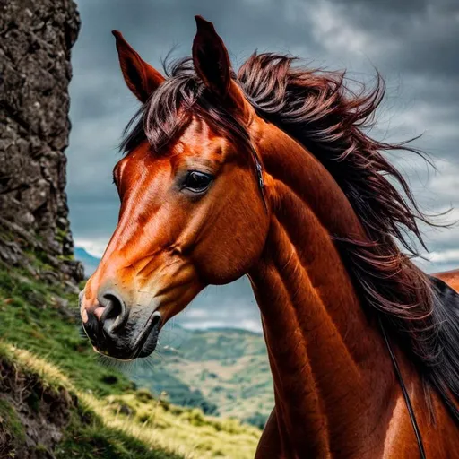 Prompt: portrait of a horse, symetric face