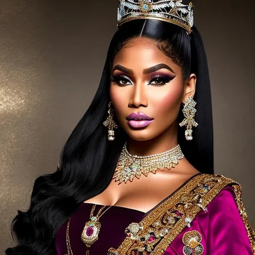 Prompt: Create a extremely detailed high quality photo of Nicki Minaj as a victorian queen, realistic