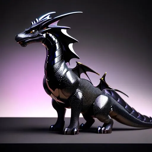 Prompt: Full body for a four-legged quadrupedal smooth skinned and scaleless black latex textured dragon, very glossy and shiny, reflective, perfect composition, hyperrealistic, super detailed, 8k, high quality, trending art, trending on artstation, sharp focus, studio photo, intricate details, highly detailed, Trending on Artstation, Cozy wallpaper, Pastel colors, soft lighting