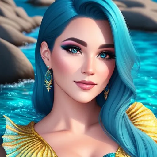 Prompt: realistic mermaid, facial closeup
