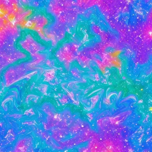 Prompt: Crystals in outer space in the style of Lisa frank