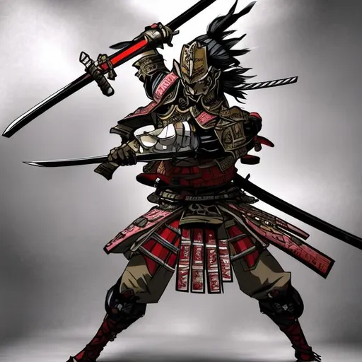 Prompt: anime character in samurai suit holding a sword