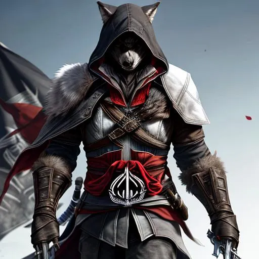 Prompt: Furry Wolf As A Assassin From Assassi's Creed