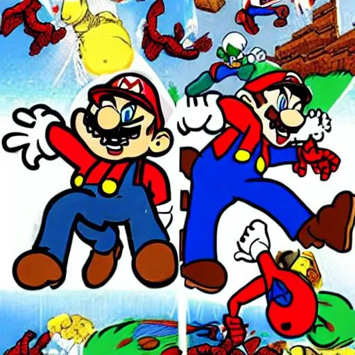 Prompt: super mario vs spider man