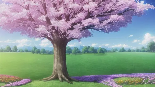 Prompt: A beautiful wallpaper landscape of flowers and trees. anime opening, sharp, focused, vivid colours, happy
