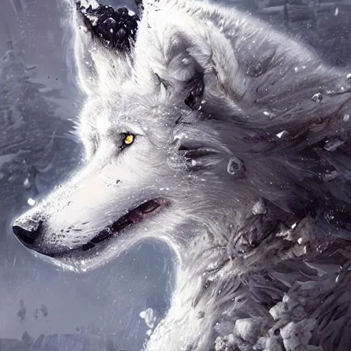 Prompt: splash art of {wolf } with {white} fur, {tundra}, full body, perfect composition, hyperrealistic, super detailed, 8k, high quality, trending art, trending on artstation, sharp focus, studio photo, intricate details, highly detailed, by greg rutkowski,