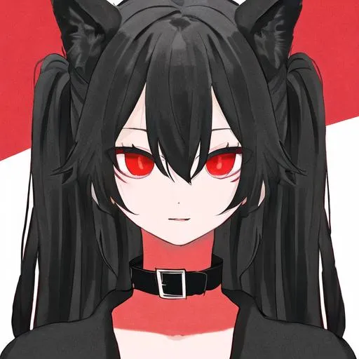 Prompt: black wearing a red collar