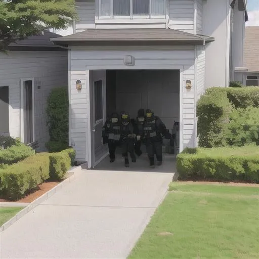 Prompt: swat team raiding house