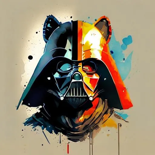 Prompt: Half Darth Vader Helmet mixed with Half Border Collie Face ,Photo , , 8k realistic, , high definition, Star wars Themed, Very Detailed, May the 4th be with you, Half Red mixed with Half Blue Background Galaxy, Use red instead of Yellow, Grey Shadow
Add Galaxy Background, More Detailed , 8k , Realistic