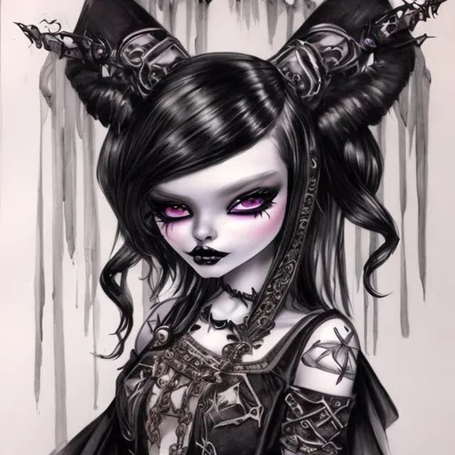 Prompt: realistic traditional style goth princess
