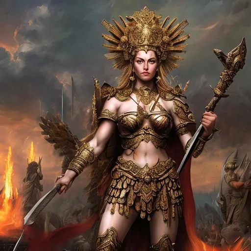 Prompt: A goddess of war of ancient spain