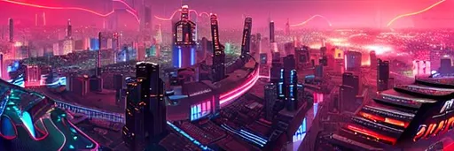 Prompt: panorama view of the cyber punk blade runner city 360* 
