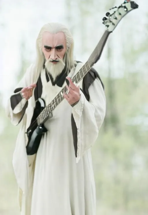 Prompt: Saruman playing guitar