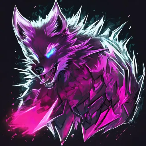 Prompt: Hyper wolf red and black epic profile picture fanart cute